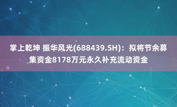 掌上乾坤 振华风光(688439.SH)：拟将节余募集资金8178万元永久补充流动资金